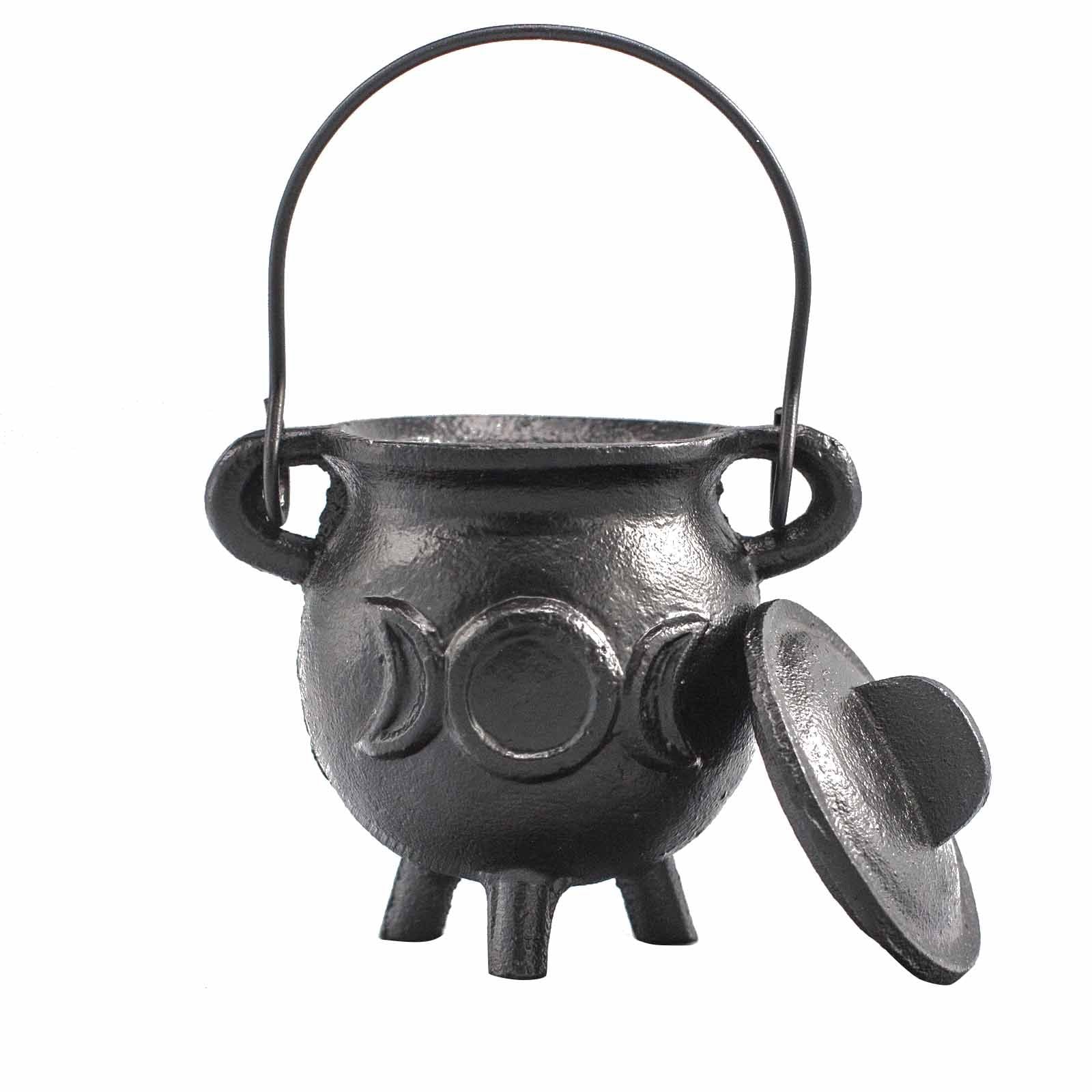 Żeliwny Kociołek z Motywem Potrójnego Księżyca – 6,5x13 cm