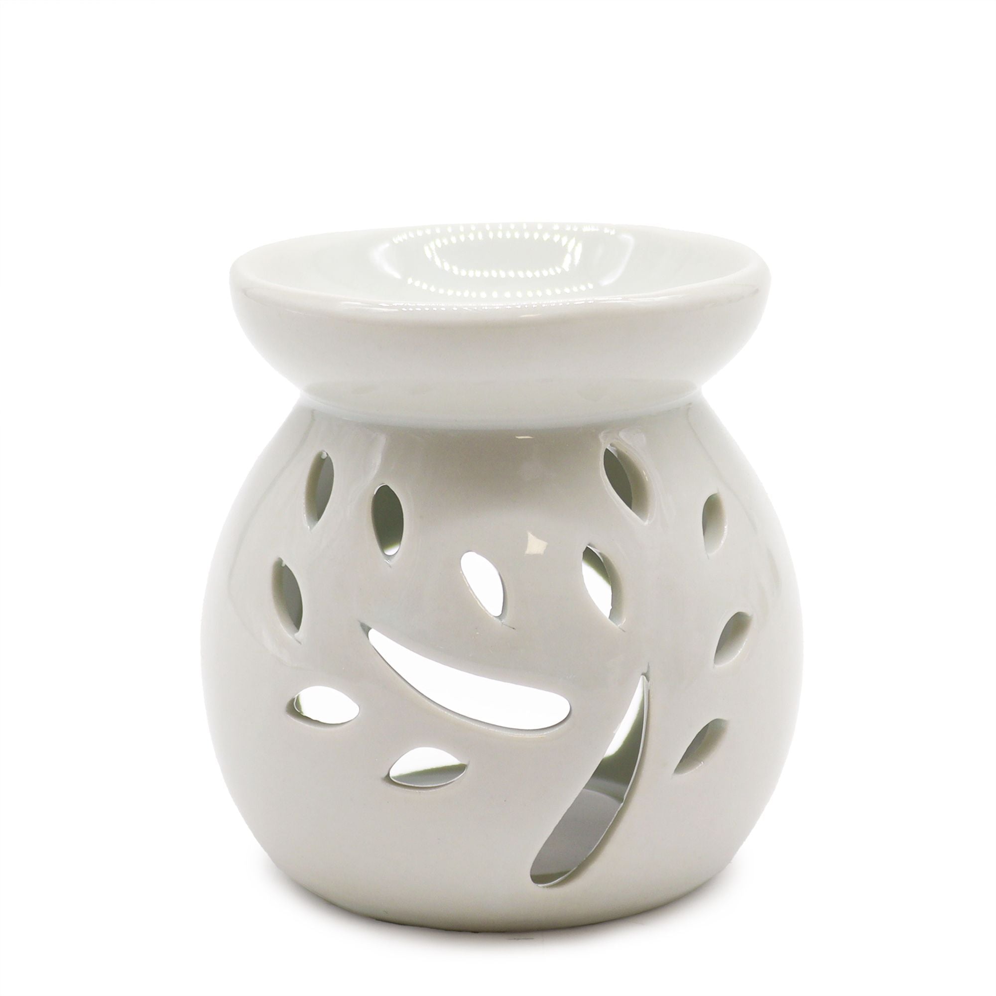 Klasyczny biały kominek ceramiczny – Wycięte Drzewo (mały)