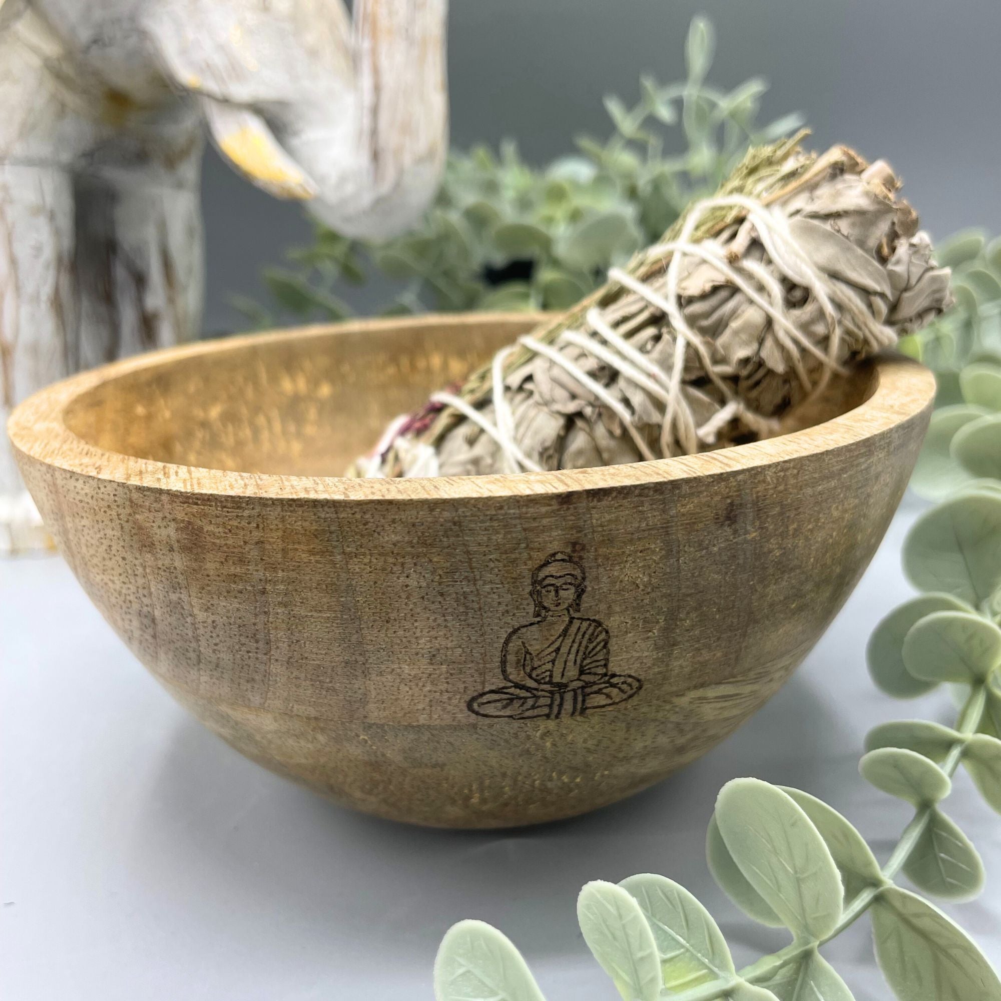 Drewniana Miska na Pęczki Ziół – Budda