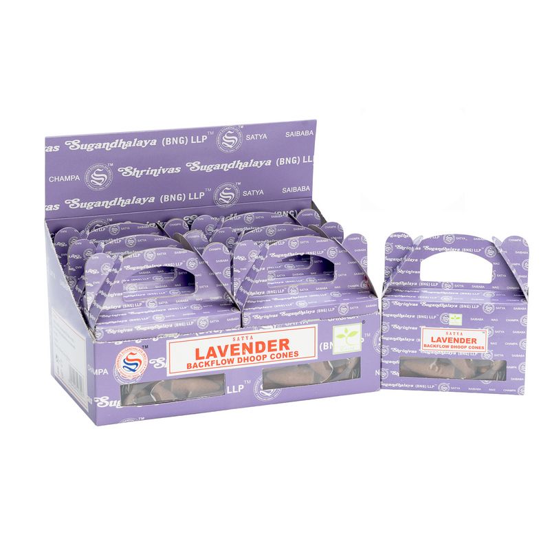 Satya Lavender – Stożki Backflow Dhoop 95 g (24 szt.)