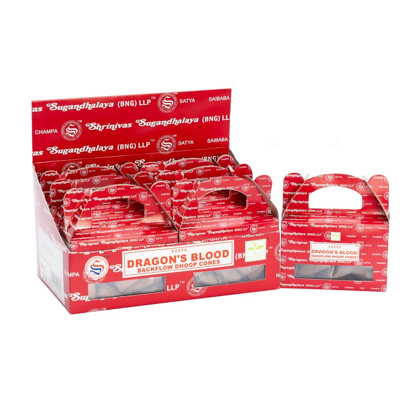 Satya Dragon's Blood – Stożki Backflow Dhoop 95 g (24 szt.)