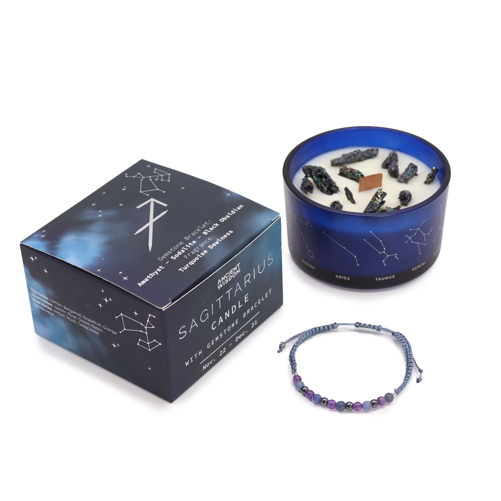 Świeca zodiakalna z kryształami – Strzelec ♐