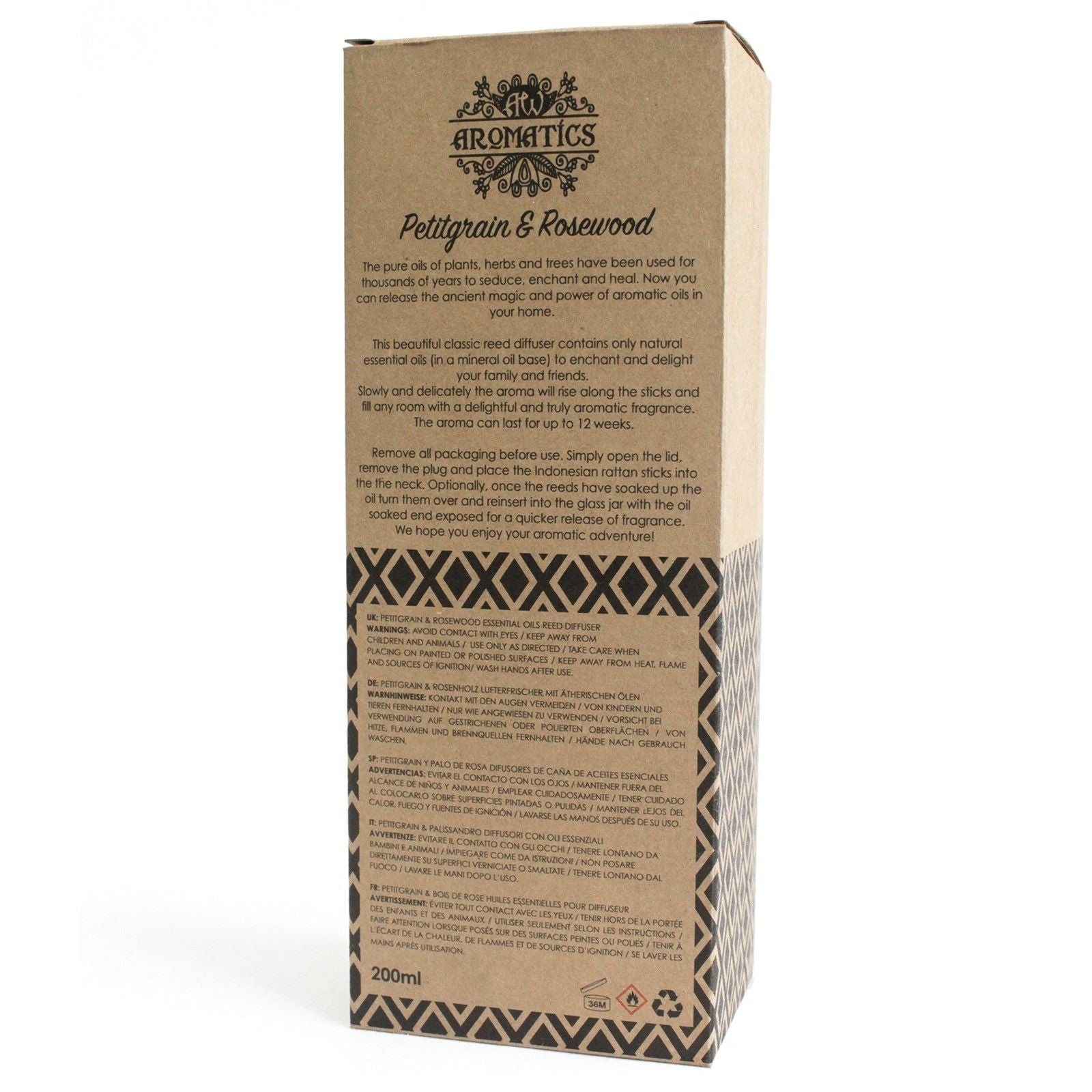 Petitgrain i Drewno Różane – Patyczki zapachowe 200 ml