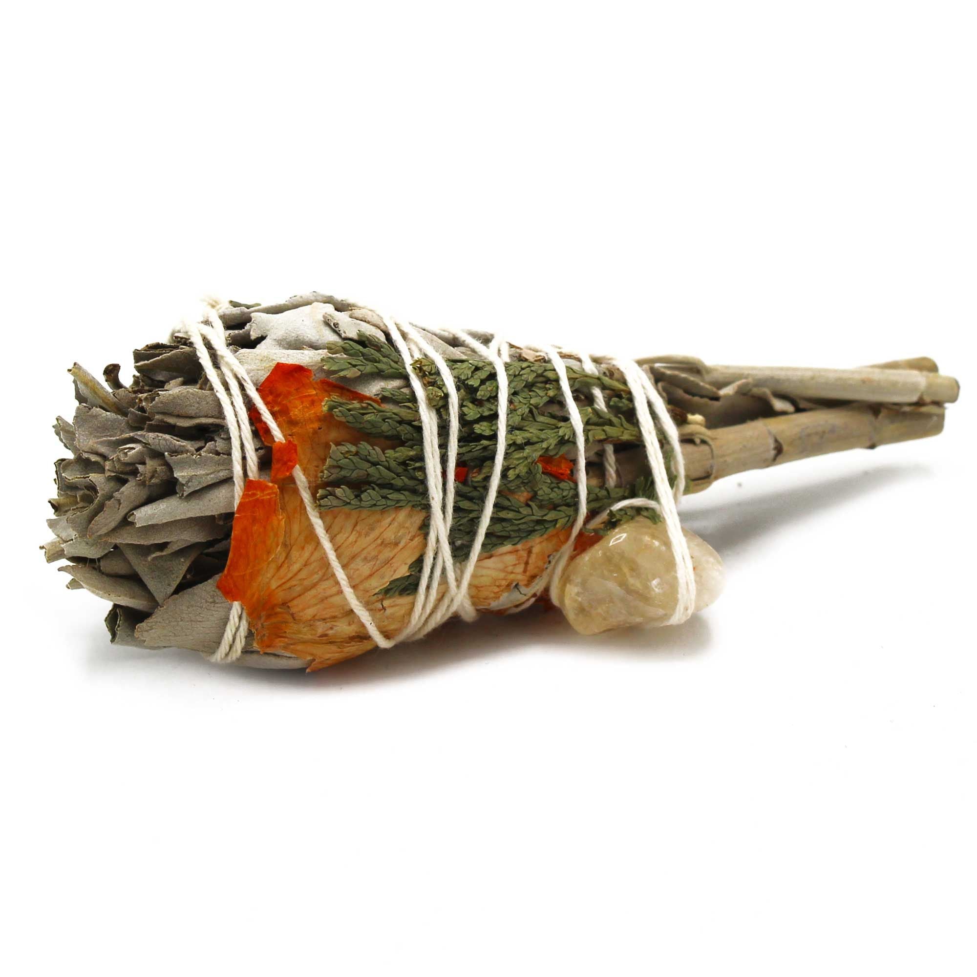 Herb Bunch – Cleansing Energy Sage Torch (Citrine) 10 cm