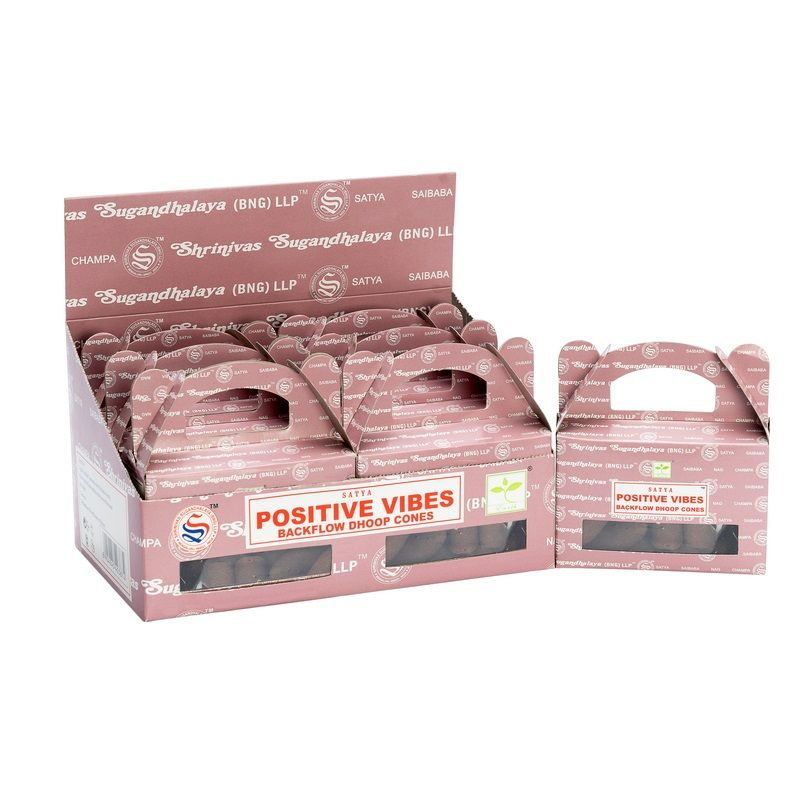 Satya Positive Vibes – Stożki Backflow Dhoop 95 g (24 szt.)