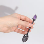 Set of 7 Dark Silver Witch Spoons with Crystals
