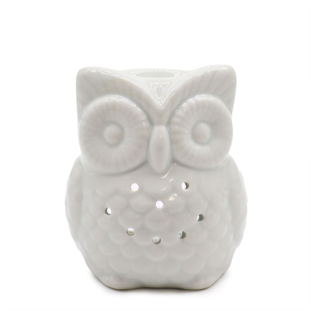 Klasyczny biały kominek ceramiczny – Sowa (duży)