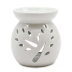 Klasyczny biały kominek ceramiczny – Wycięte drzewo