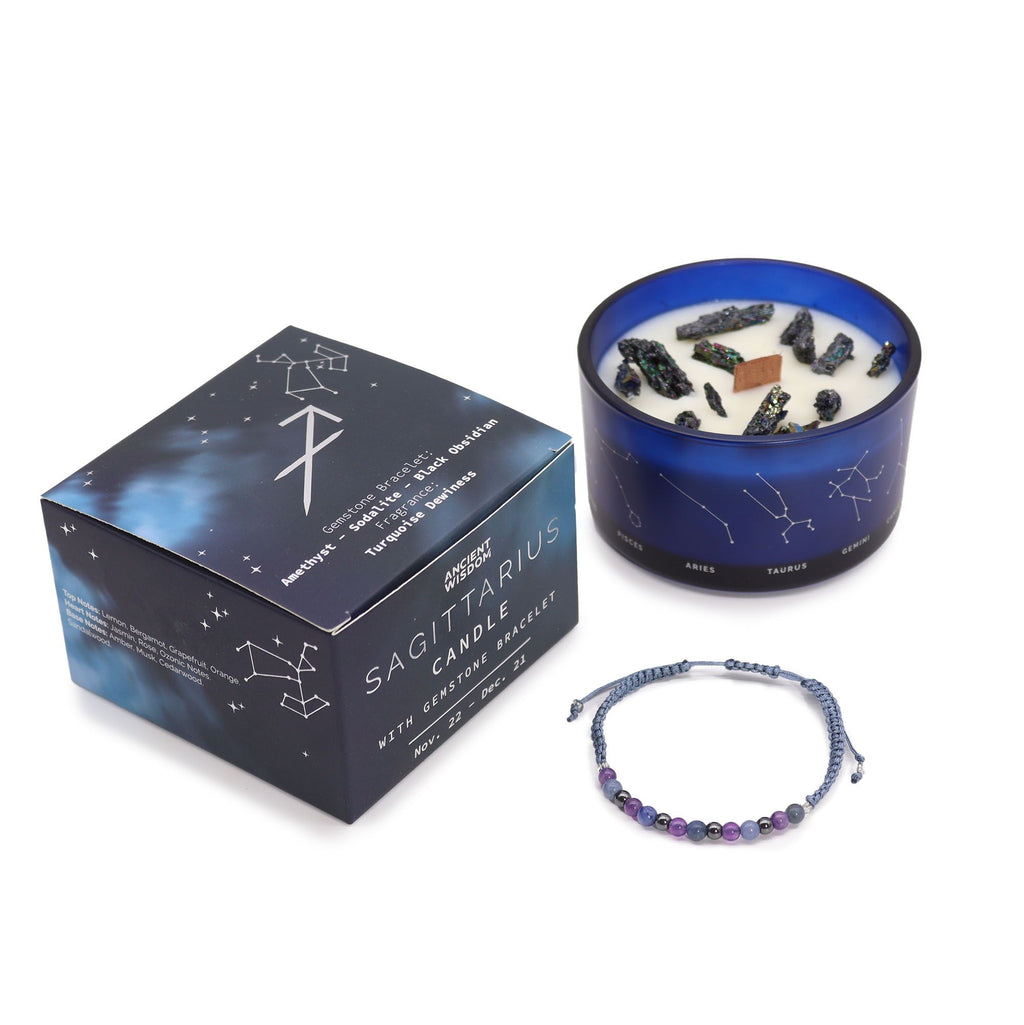 Świeca zodiakalna z kryształami – Strzelec ♐