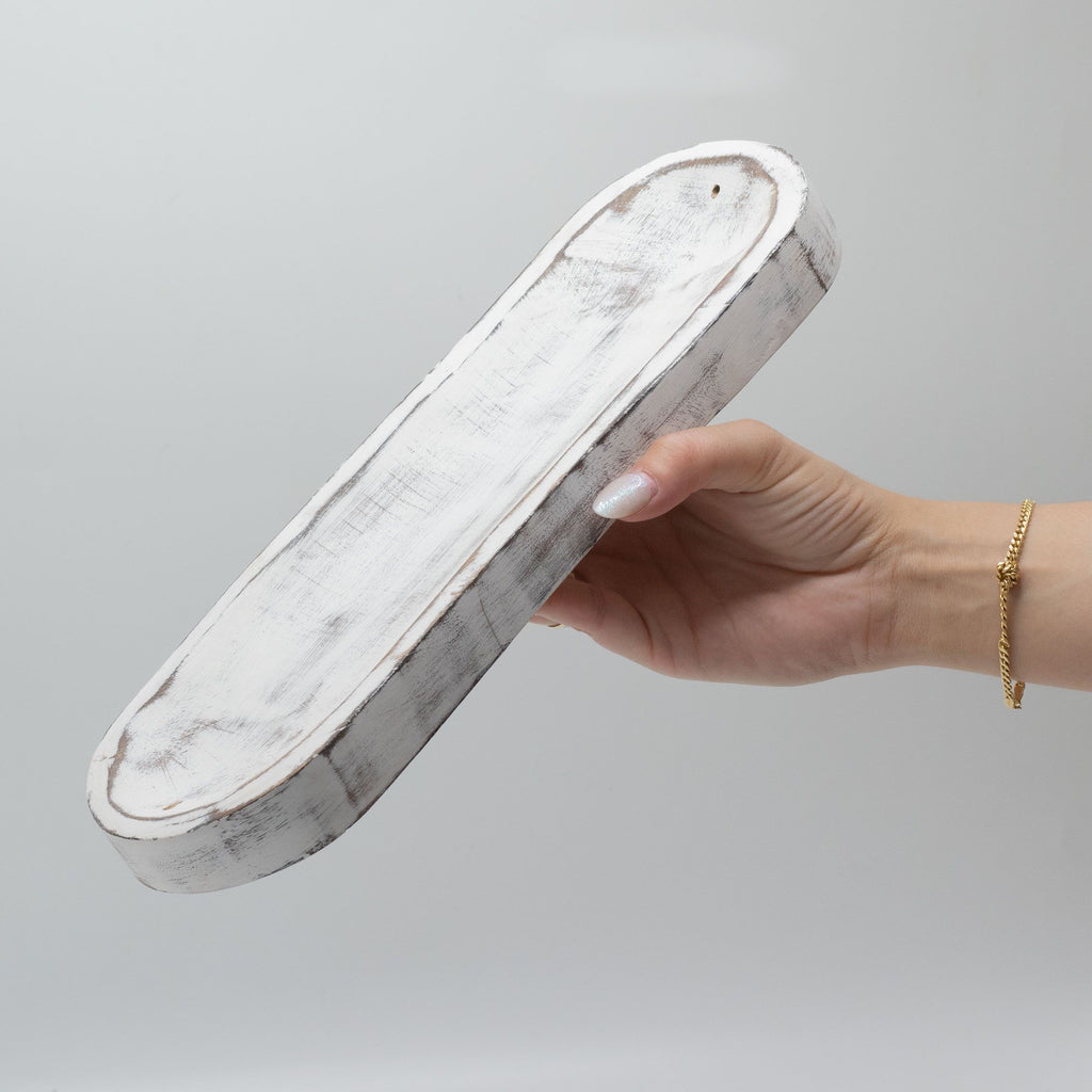 Podstawka na kadzidełka – taca bielona z drewna mango 30×10 cm