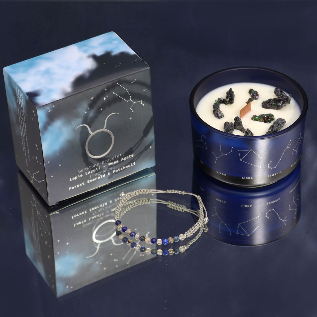 Świeca zodiakalna z kryształami – Byk ♉