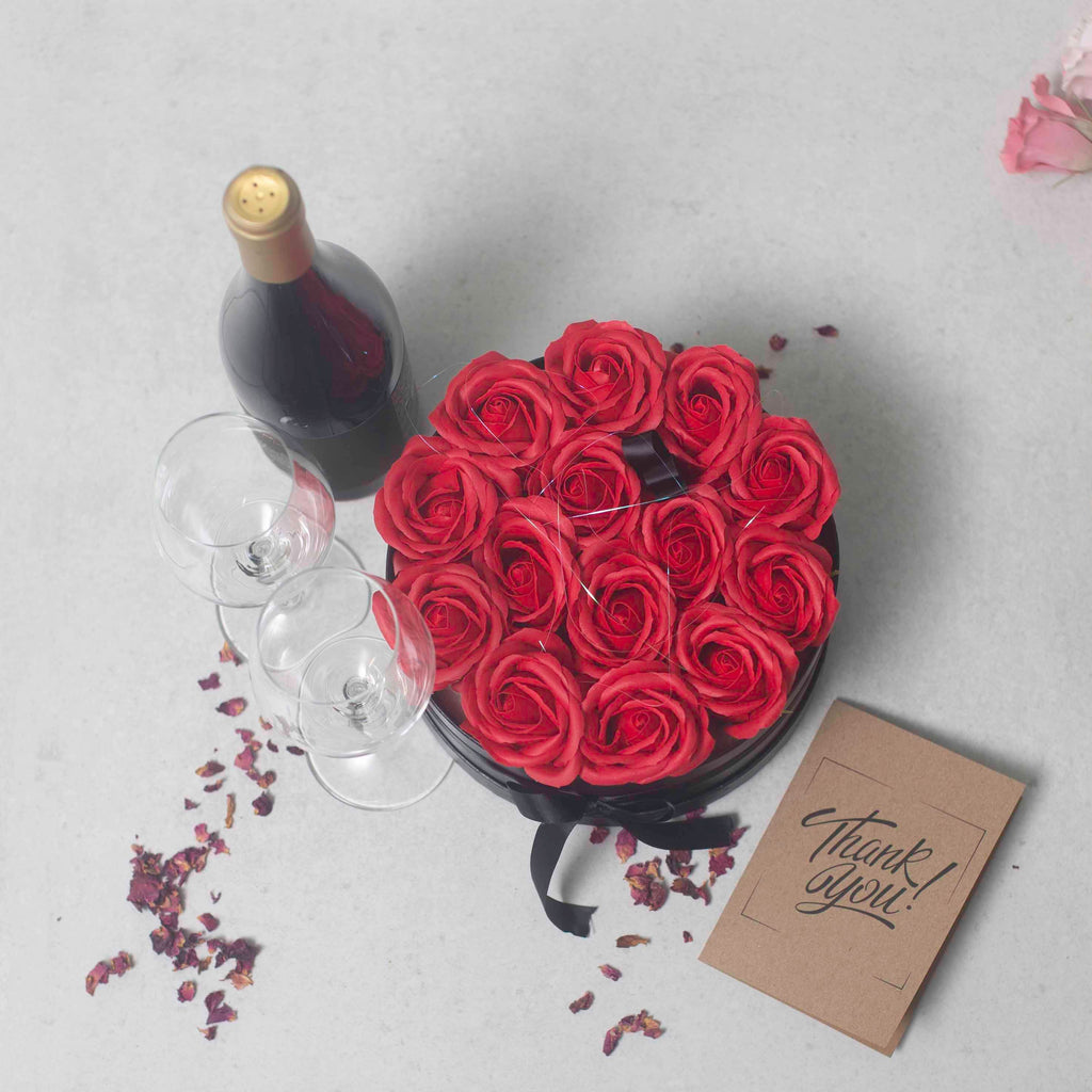 Soap Flower Bouquet – 14 Red Roses