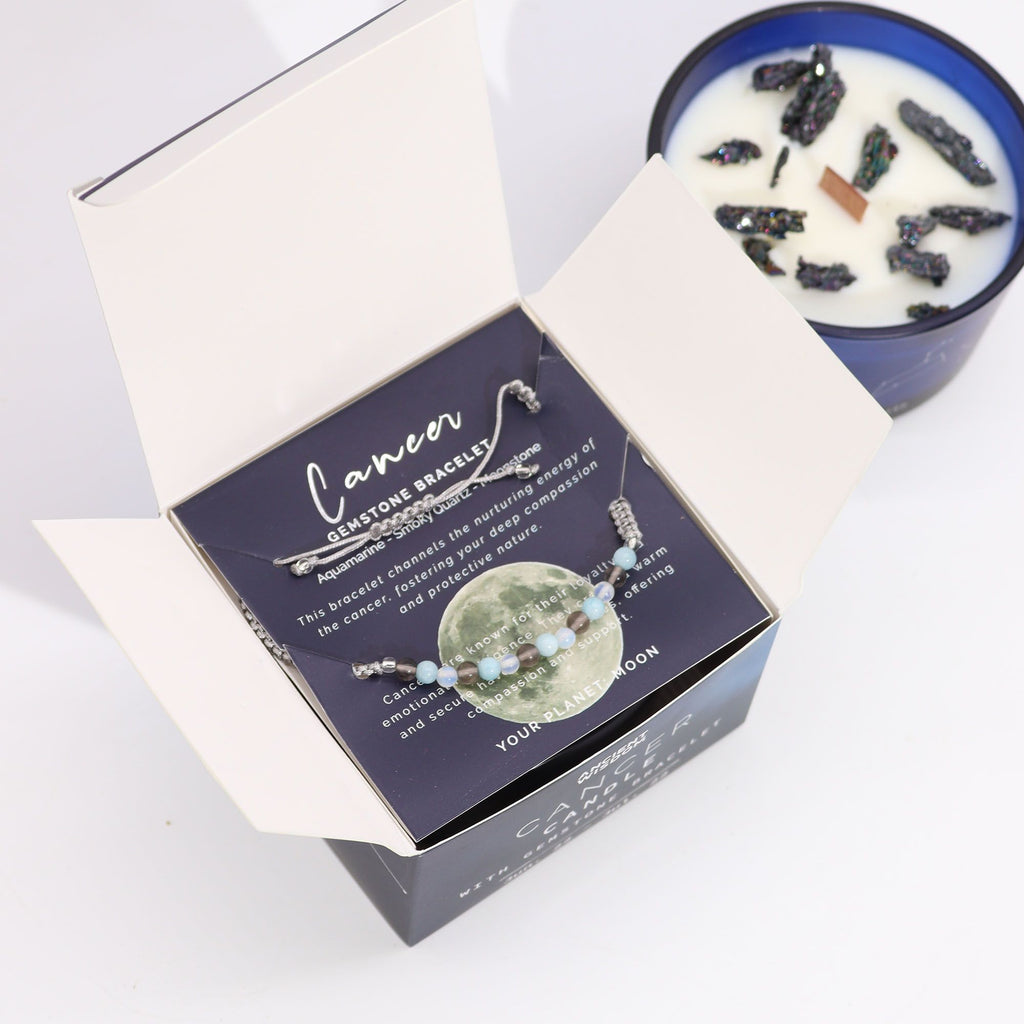 Świeca zodiakalna z kryształami – Rak ♋